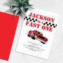 Search for race car 1st birthday invitations Race on over