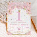 Search for princess floral 1st birthday invitations Whimsical
