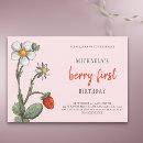 Search for berry sweet one 1st birthday invitations Pink red