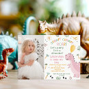 Search for pink dinosaur birthday invitations Baby girl