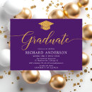 Search for purple and gold graduation invitations Script
