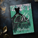 Search for silver and green sweet 16 invitations Glitter