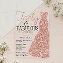 Search for black rose gold 40th birthday invitations Forty and fabulous