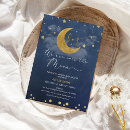 Search for dark blue baby shower invitations Moon and stars