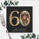 Search for 60th birthday napkins Black and gold