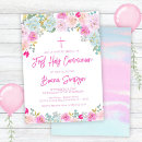 Search for pink and purple first communion invitations Floral