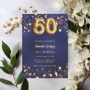 Search for blue and gold 50th birthday invitations Modern