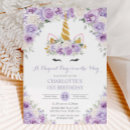Search for unicorn 2nd birthday invitations Girl