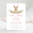 Search for some bunny is turning one birthday invitations Pink