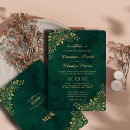 Search for rounded emerald green and gold wedding invitations Floral