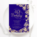 Search for purple gold 40th birthday invitations Elegant