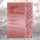 Search for rose gold 90th birthday invitations Sparkle