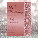Search for rose gold 80th birthday invitations Glitter