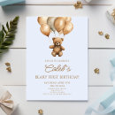 Search for balloon 1st birthday invitations Beary first birthday