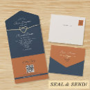 Search for terracotta and navy wedding invitations Rustic