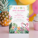Search for watercolor flamingo invitations Hawaiian luau