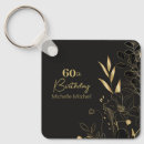 Search for 60th birthday party key rings Black and gold