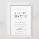 Search for groom shower invitations Black and white
