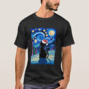 Search for starry night cat tshirts Black