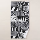Search for black and white abstract shapes bath towels Geometric