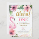 Search for girls flamingo 1st birthday invitations For her