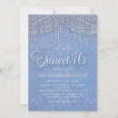 Search for blue and silver sweet 16 invitations Sparkle
