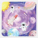 Search for outer space square stickers Space birthday party