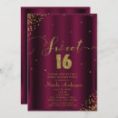 Search for burgundy and gold sweet 16 invitations Birthday