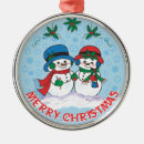 Search for snowman couple christmas tree decorations Snow scene