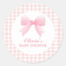 Search for pink gingham baby shower stickers Bow