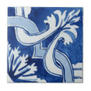 Search for white flower pattern on blue tiles Watercolor