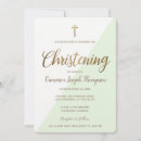 Search for green christening invitations Gold cross