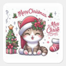 Search for merry christmas cat stickers Watercolor