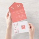 Search for coral pink wedding invitations Qr code