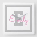 Search for pink and grey clocks For her