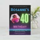 Search for neon 40th birthday invitations Retro