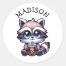 Search for cartoon raccoons stickers Kawaii