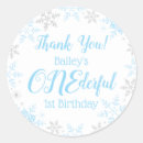 Search for snowflake thank you stickers First birthday