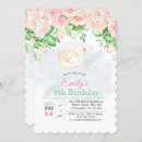 Search for swan 1st birthday invitations Watercolor