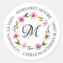 Search for floral round return address labels Blush pink