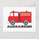 Search for fire trucks postcards Red fire truck