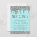 Search for teal and silver sweet 16 invitations For her