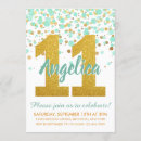 Search for mint and gold birthday invitations Glitter