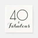 Search for happy 40 40th birthday napkins Black