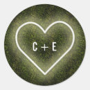Search for monogram heart wedding stickers Greenery