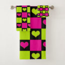 Search for pink black hearts bath towels Pattern