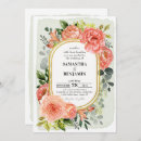 Search for gold and coral wedding invitations Peony
