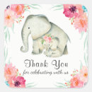 Search for elephant thank you baby shower stickers It's a girl