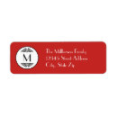 Search for red monogram return address labels Elegant