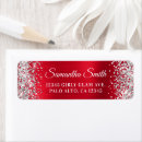 Search for faux glitter return address labels Red
